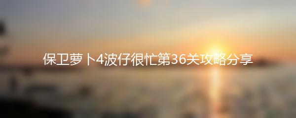 保卫萝卜4波仔很忙第36关攻略分享