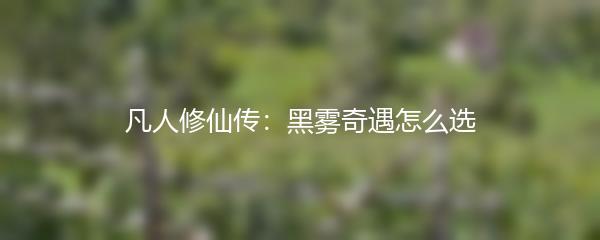 凡人修仙传：黑雾奇遇怎么选