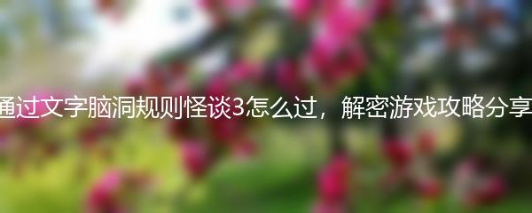 通过文字脑洞规则怪谈3怎么过，解密游戏攻略分享！