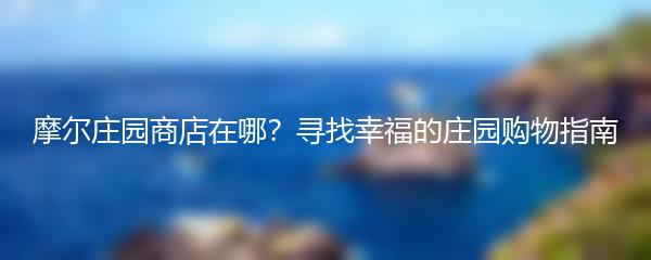 摩尔庄园商店在哪？寻找幸福的庄园购物指南