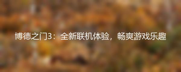 博德之门3：全新联机体验，畅爽游戏乐趣