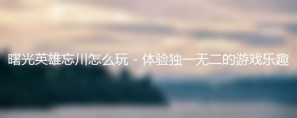 曙光英雄忘川怎么玩 - 体验独一无二的游戏乐趣