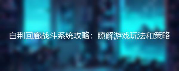 白荆回廊战斗系统攻略：瞭解游戏玩法和策略