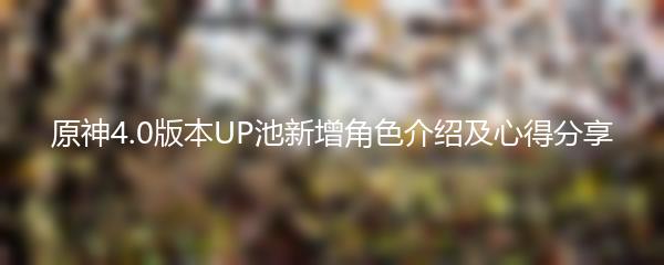 原神4.0版本UP池新增角色介绍及心得分享