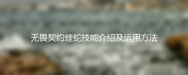 无畏契约蝰蛇技能介绍及运用方法