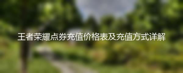 王者荣耀点券充值价格表及充值方式详解