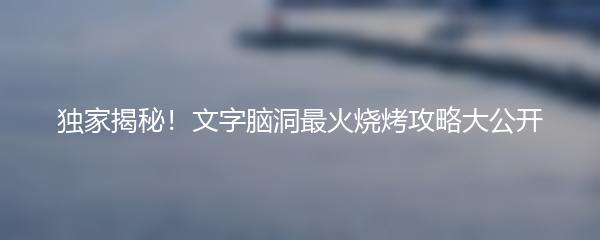 独家揭秘！文字脑洞最火烧烤攻略大公开