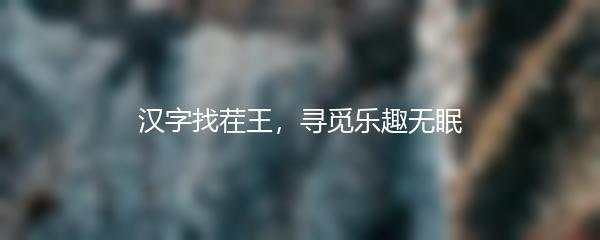 汉字找茬王，寻觅乐趣无眠