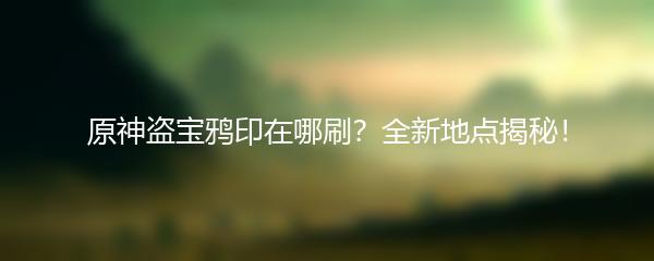 原神盗宝鸦印在哪刷？全新地点揭秘！