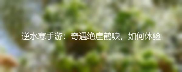 逆水寒手游：奇遇绝崖鹤唳，如何体验