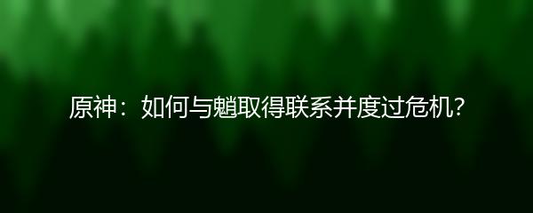 原神：如何与魈取得联系并度过危机？