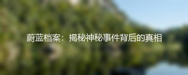 蔚蓝档案：揭秘神秘事件背后的真相