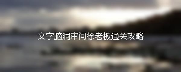 文字脑洞审问徐老板通关攻略