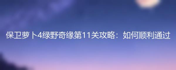 保卫萝卜4绿野奇缘第11关攻略：如何顺利通过