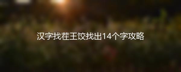 汉字找茬王饺找出14个字攻略