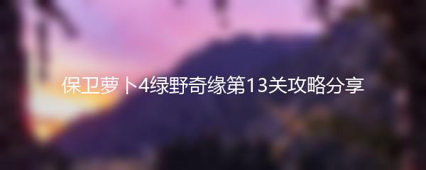 保卫萝卜4绿野奇缘第13关攻略分享