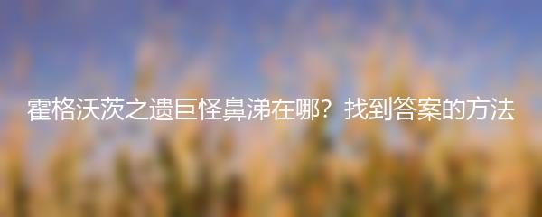 霍格沃茨之遗巨怪鼻涕在哪？找到答案的方法