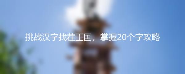 挑战汉字找茬王国，掌握20个字攻略