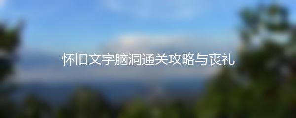 怀旧文字脑洞通关攻略与丧礼