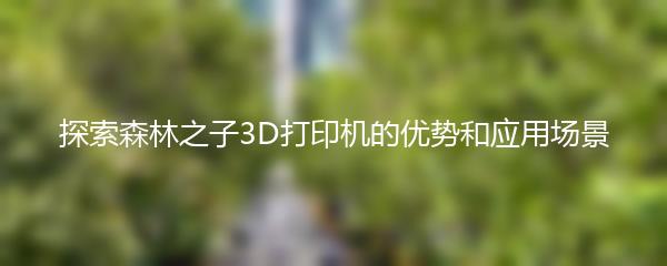 探索森林之子3D打印机的优势和应用场景