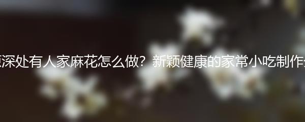 桃源深处有人家麻花怎么做？新颖健康的家常小吃制作分享