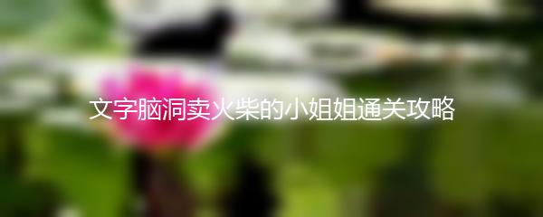 文字脑洞卖火柴的小姐姐通关攻略