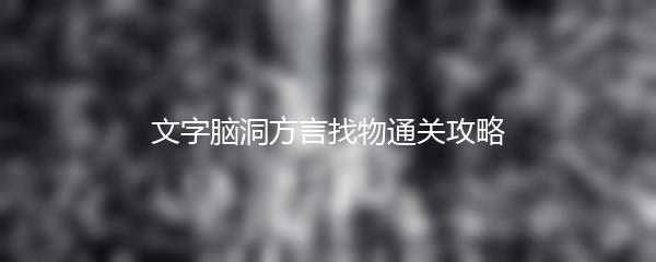 文字脑洞方言找物通关攻略