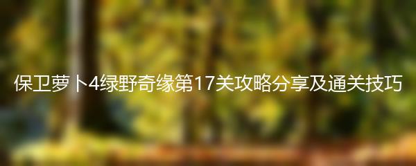 保卫萝卜4绿野奇缘第17关攻略分享及通关技巧