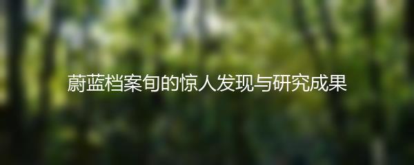 蔚蓝档案旬的惊人发现与研究成果