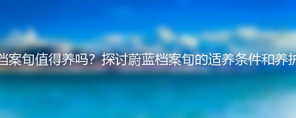 蔚蓝档案旬值得养吗？探讨蔚蓝档案旬的适养条件和养护方法