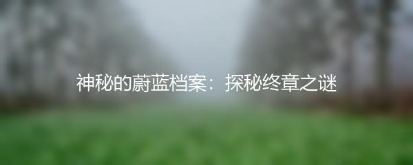 神秘的蔚蓝档案：探秘终章之谜