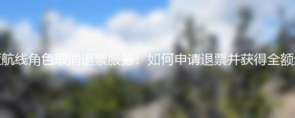 碧蓝航线角色取消退票服务：如何申请退票并获得全额退款