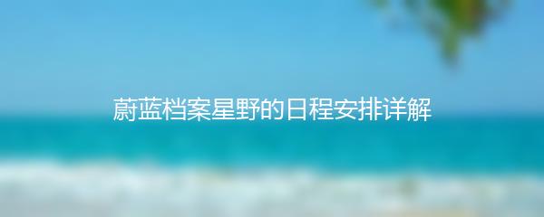 蔚蓝档案星野的日程安排详解