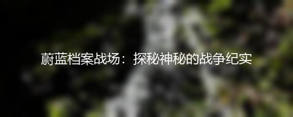 蔚蓝档案战场：探秘神秘的战争纪实