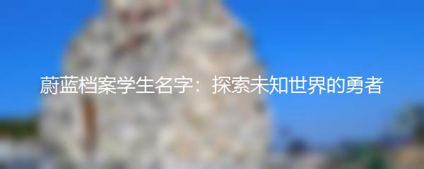 蔚蓝档案学生名字：探索未知世界的勇者