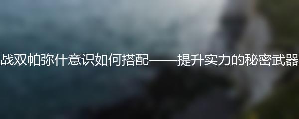 战双帕弥什意识如何搭配——提升实力的秘密武器