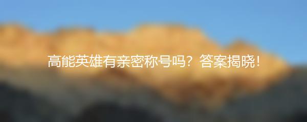 高能英雄有亲密称号吗？答案揭晓！