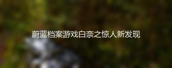 蔚蓝档案游戏白奈之惊人新发现