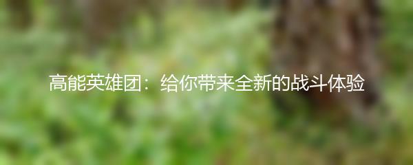 高能英雄团：给你带来全新的战斗体验