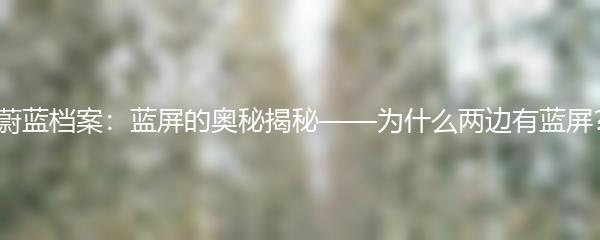 蔚蓝档案：蓝屏的奥秘揭秘——为什么两边有蓝屏？