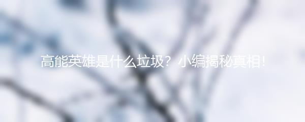 高能英雄是什么垃圾？小编揭秘真相！