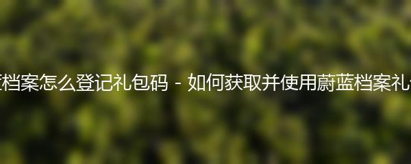 蔚蓝档案怎么登记礼包码 - 如何获取并使用蔚蓝档案礼包码