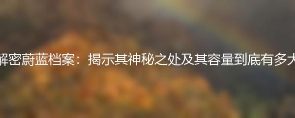 解密蔚蓝档案：揭示其神秘之处及其容量到底有多大