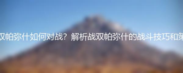 战双帕弥什如何对战？解析战双帕弥什的战斗技巧和策略