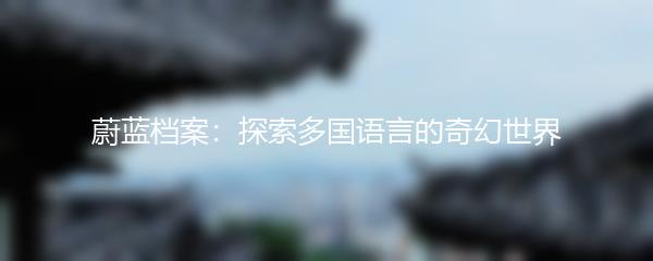 蔚蓝档案：探索多国语言的奇幻世界