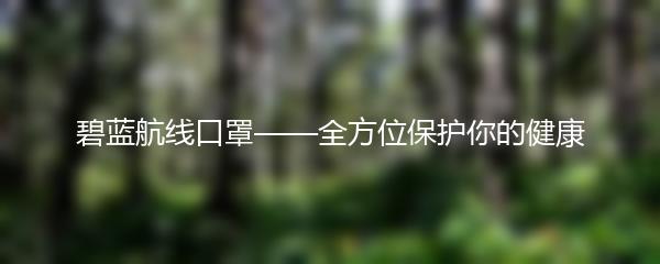 碧蓝航线口罩——全方位保护你的健康