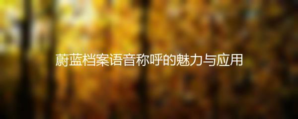 蔚蓝档案语音称呼的魅力与应用