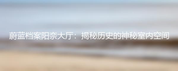 蔚蓝档案阳奈大厅：揭秘历史的神秘室内空间
