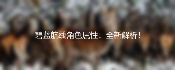 碧蓝航线角色属性：全新解析！