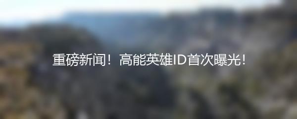 重磅新闻！高能英雄ID首次曝光！